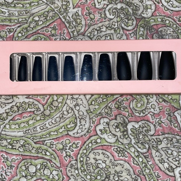 Bnib Tip Beauty brand glue-on nails. The color is black & style is long stiletto - Picture 3 of 5